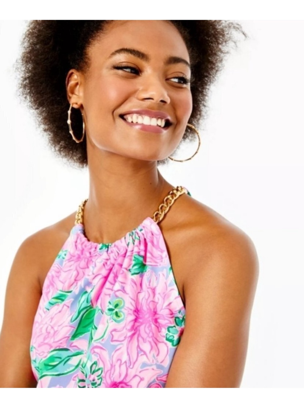 Lilly Pulitzer Pink & Green Floral Halter Camisole - Picture 2 of 10